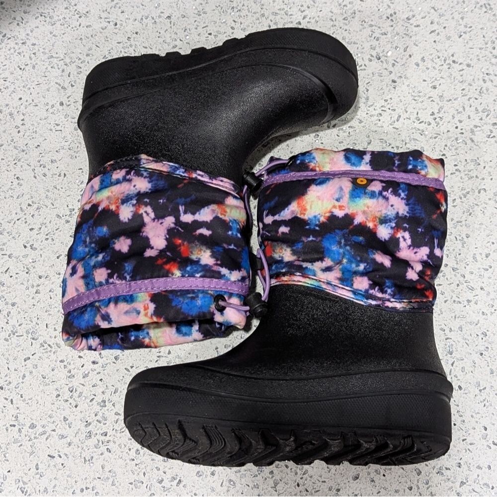 Bogs Kids Girls Snow Shell Waterproof Rain Snow Boot Black Purple Cosmos Size 11 - Picture 2 of 9